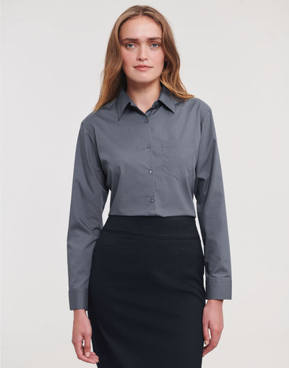 Russell Collection Lady LS Clasic Poplin 934F - Convoy Grey - Customisable Shirts