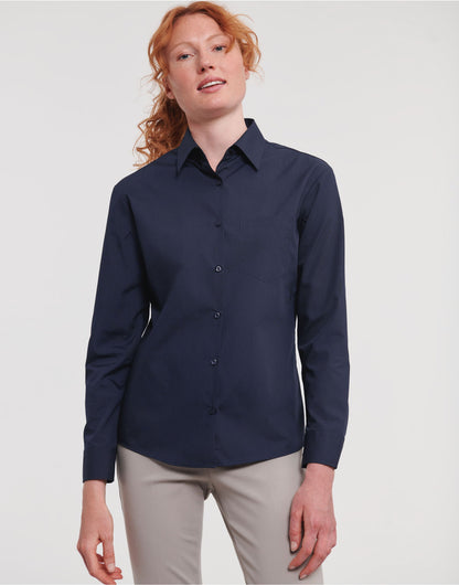 Russell Collection Lady LS Clasic Poplin 934F - French Navy - Customisable Shirts
