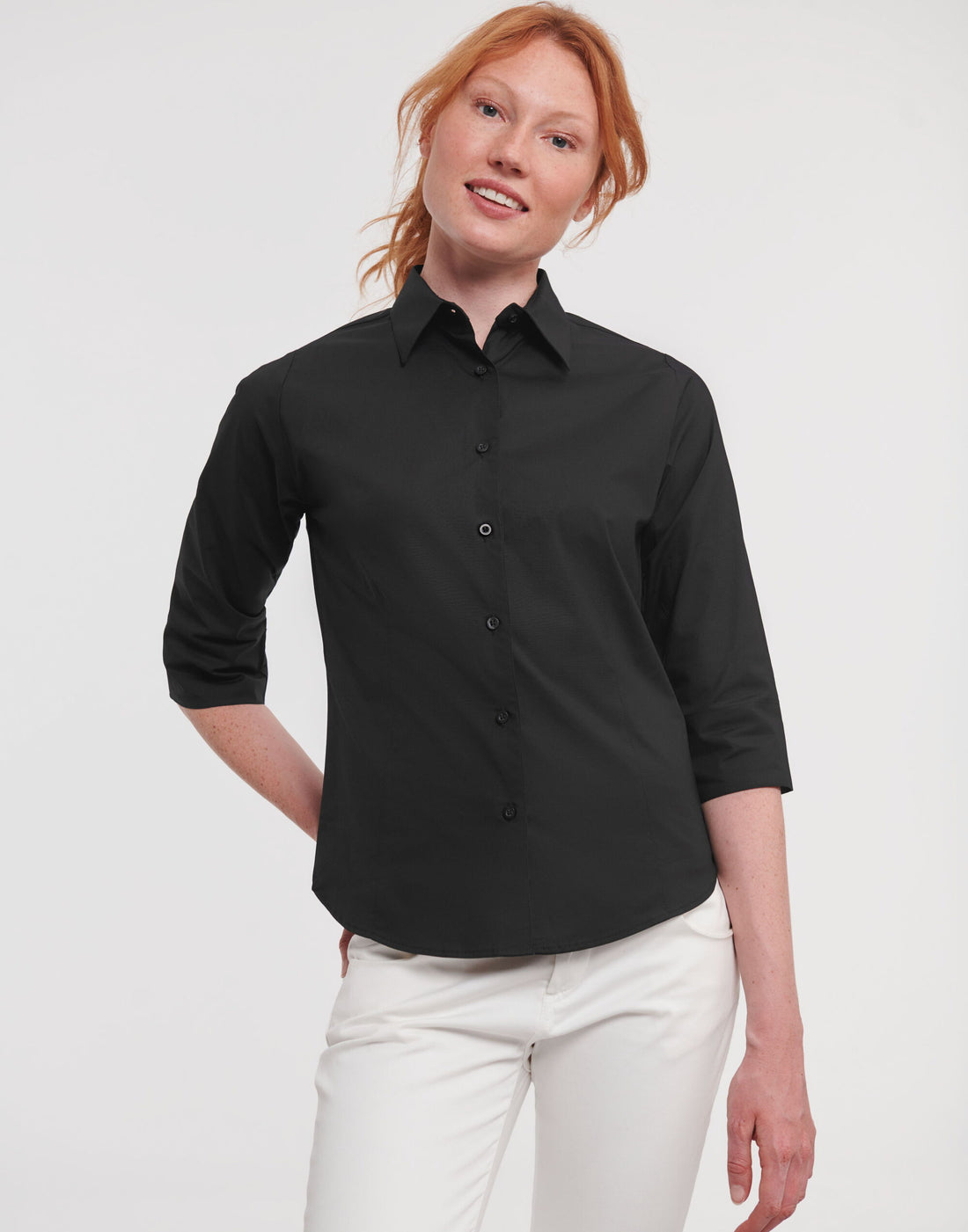 Russell Collection Lady 3/4 Stretch Shrt 946F - Black - Customisable Shirts