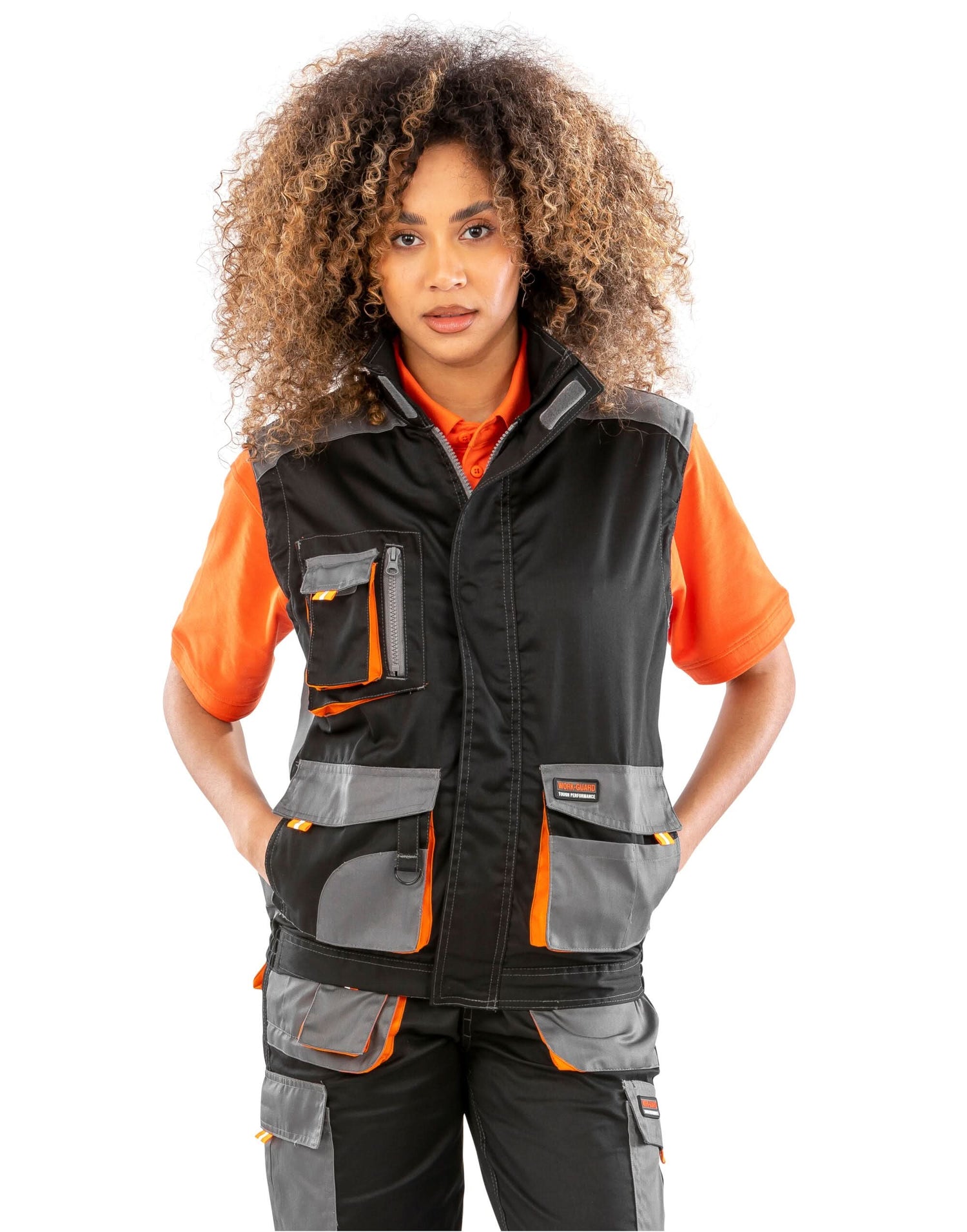 Workguard Lite Gilet R317X - Black Grey Orange - Customisable Bodywarmer