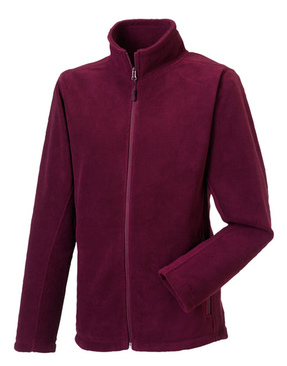 Russell Mens Full Zip Outdoor Fleece 8700M - Burgundy - Customisable Fleece
