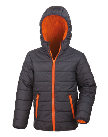Result Core Junior Padded Jacket R233JY - Black Orange - Customisable Jacket