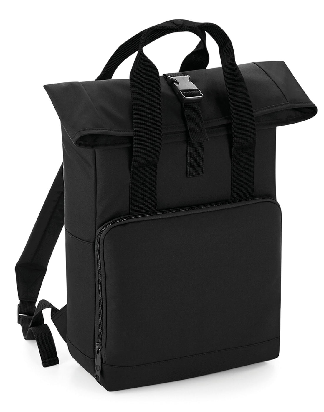 Bagbase Twin Handle Roll-Top Backpack BG118 - Black O S - Customisable Bags
