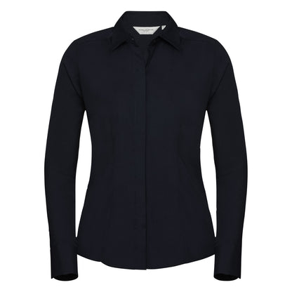 Russell Collection Lady LS Fitted Poplin 924F - French Navy - Customisable Shirts