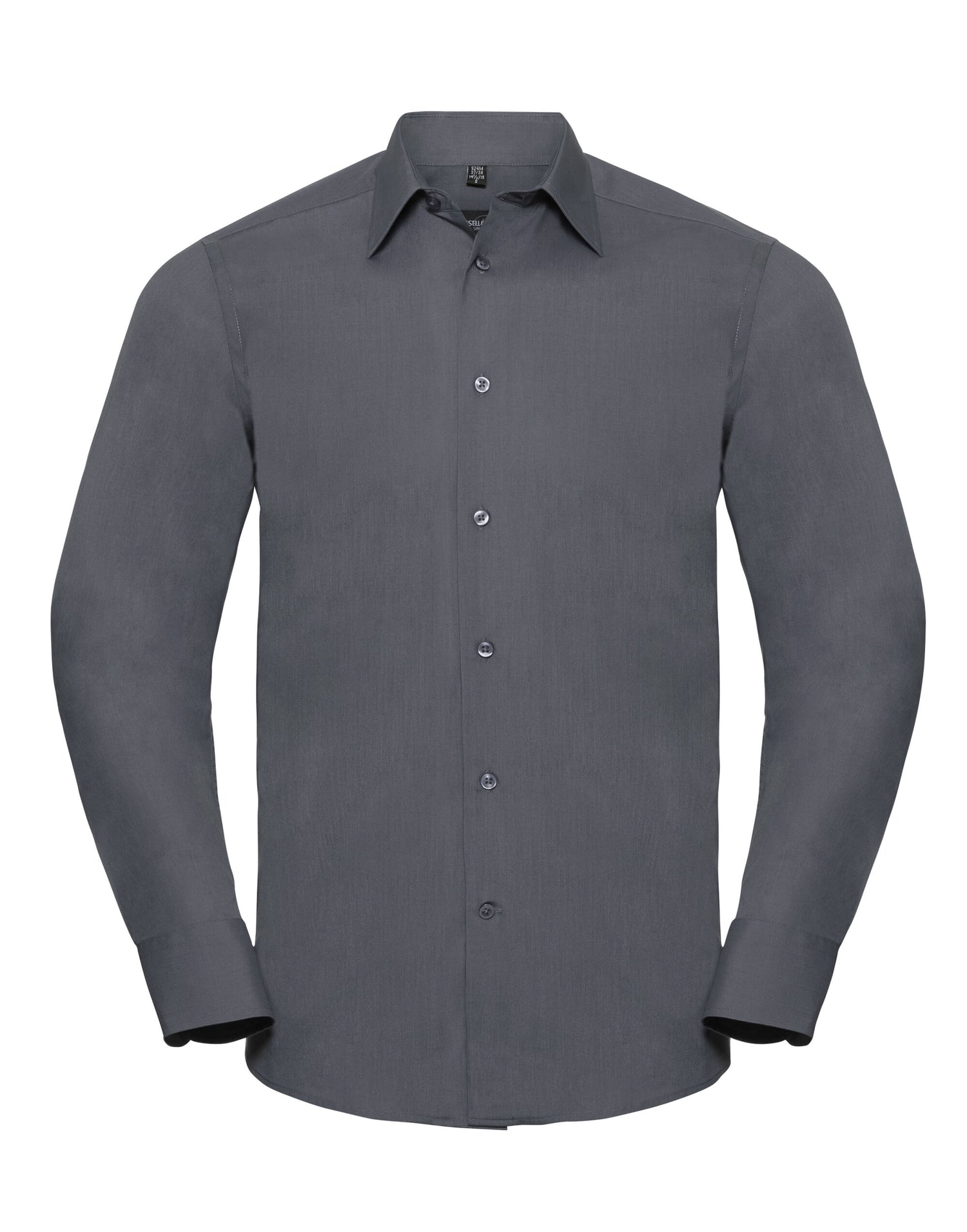 Russell Collection Mens LS Tailor Poplin 924M - Convoy Grey - Customisable Shirts