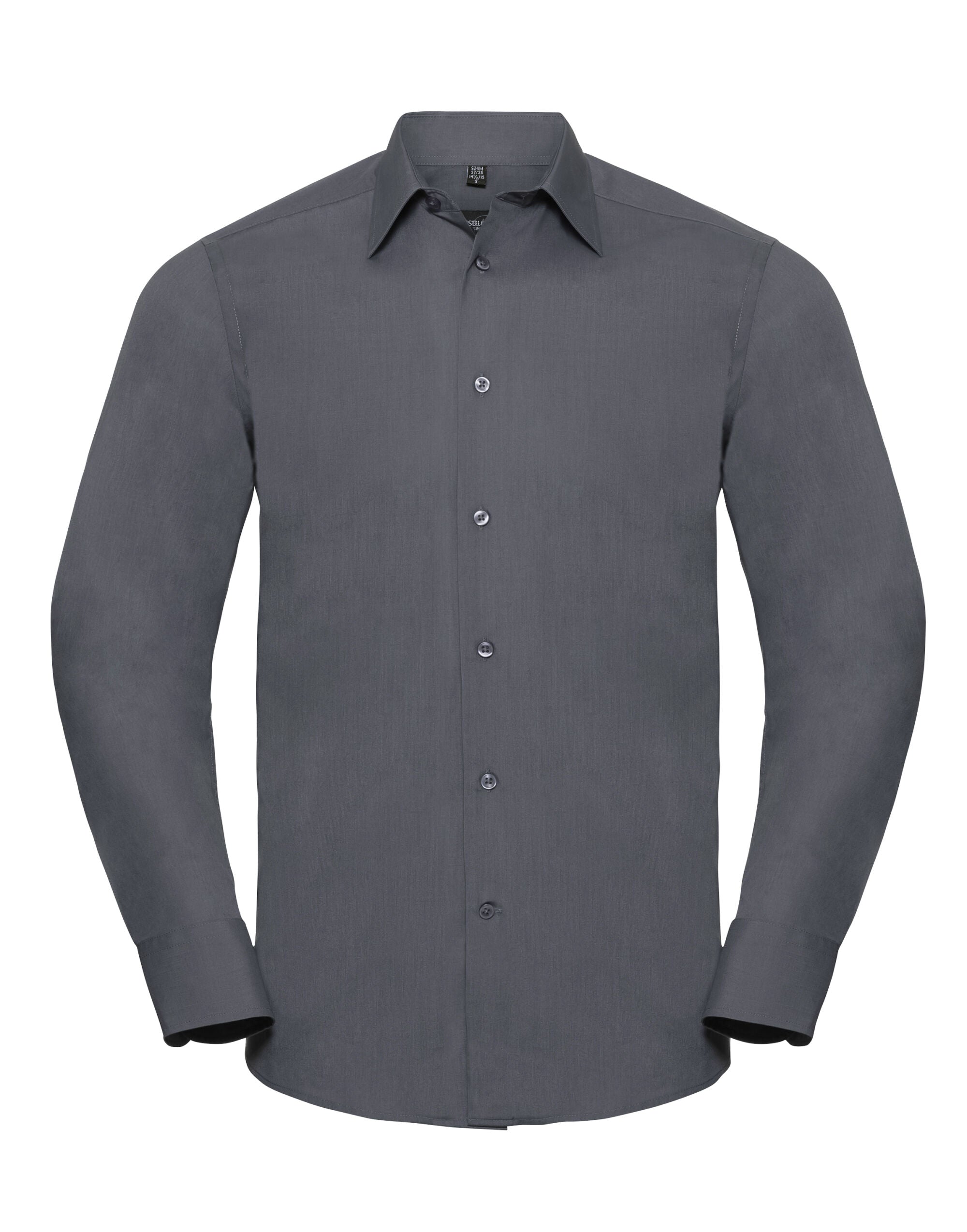 Russell Collection Mens LS Tailor Poplin 924M - Convoy Grey - Customisable Shirts