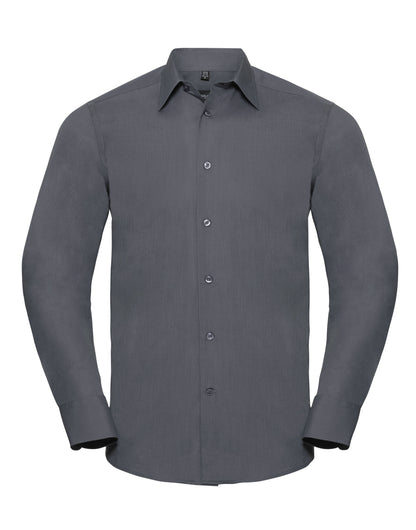 Russell Collection Mens LS Tailor Poplin 924M - Convoy Grey - Customisable Shirts