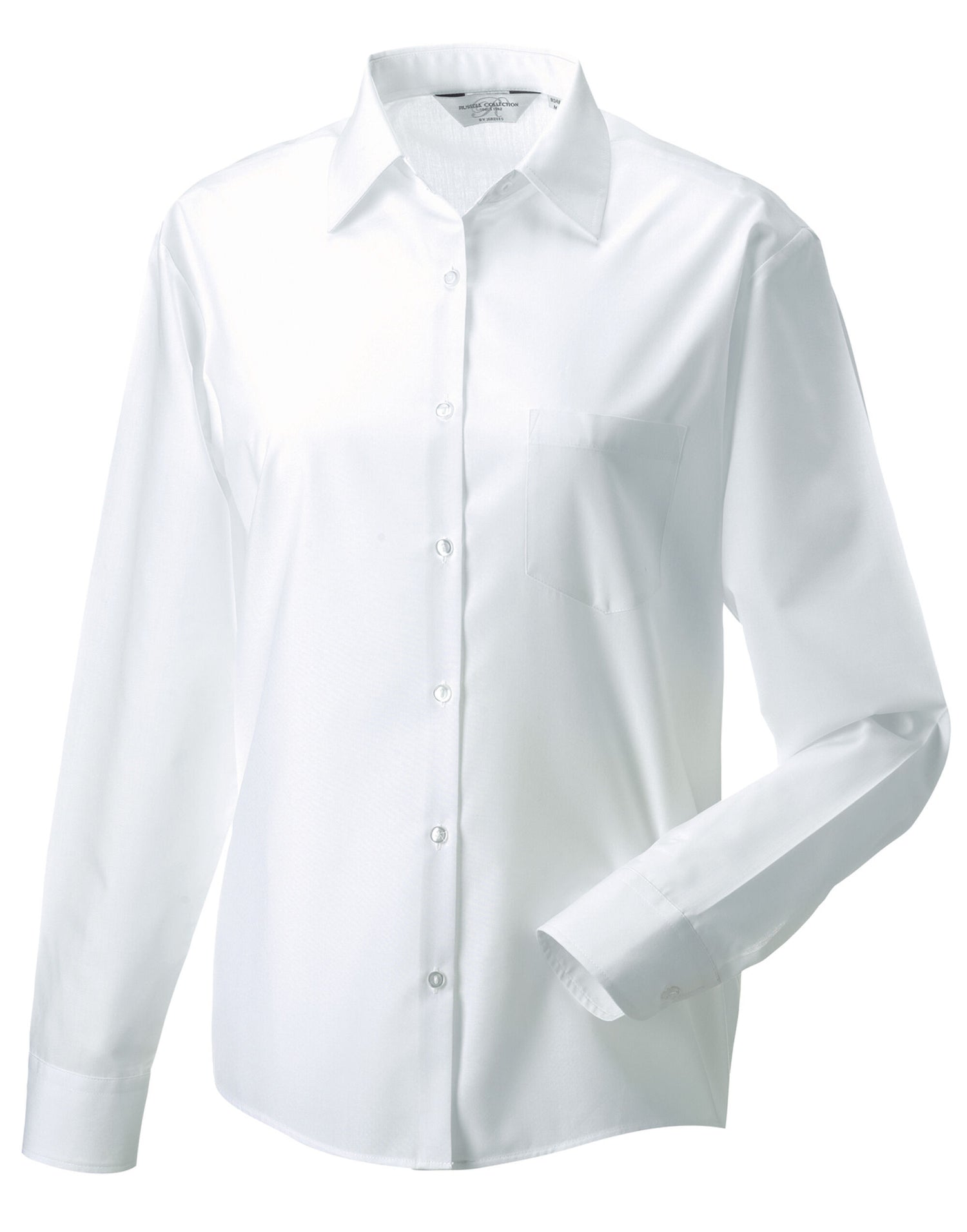 Russell Collection Lady LS Clasic Poplin 934F - White - Customisable Shirts