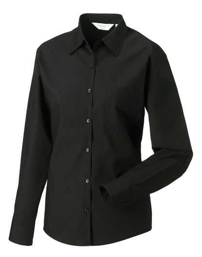 Russell Collection Lady LS Clasic Poplin 934F - Black - Customisable Shirts