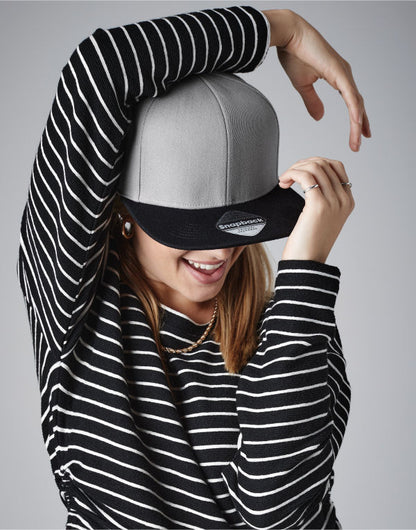 Beechfield Original FlatPeak 6Panel SBak B661 - Grey Black O S - Customisable Caps