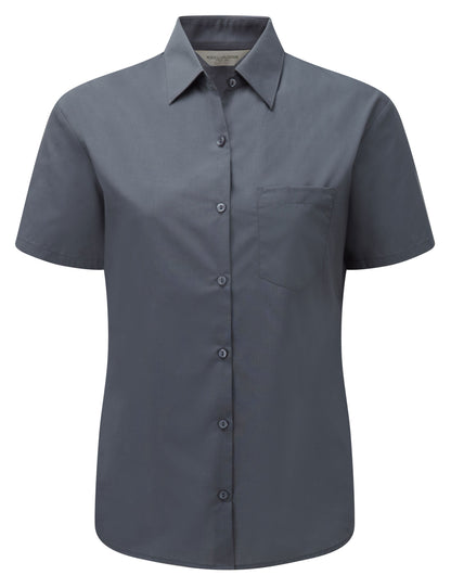 Russell Collection Lady SS Clasic Poplin 935F - Convoy Grey - Customisable Shirts