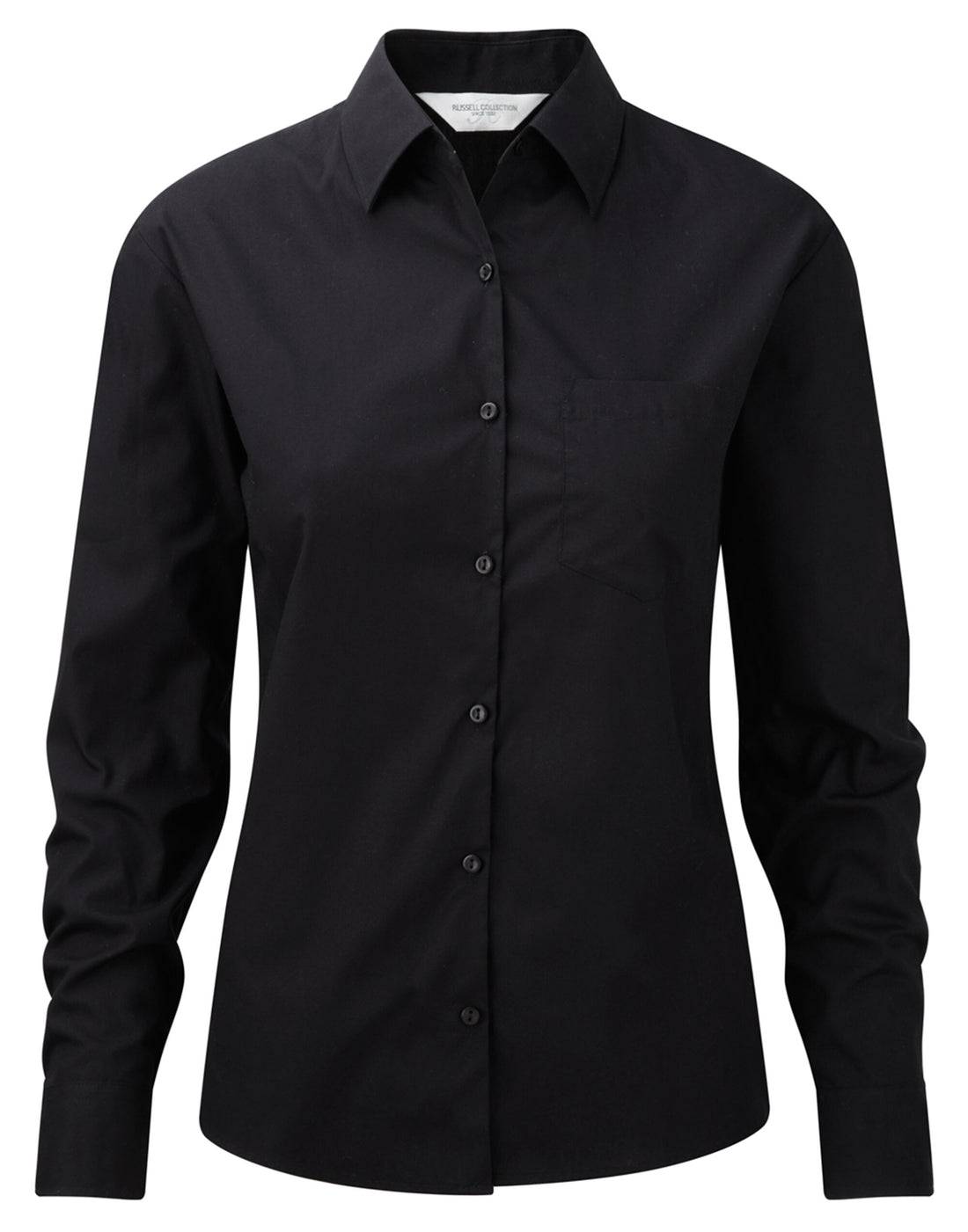 Russell Collection Lady LS PureCot Shirt 936F - Black - Customisable Shirts