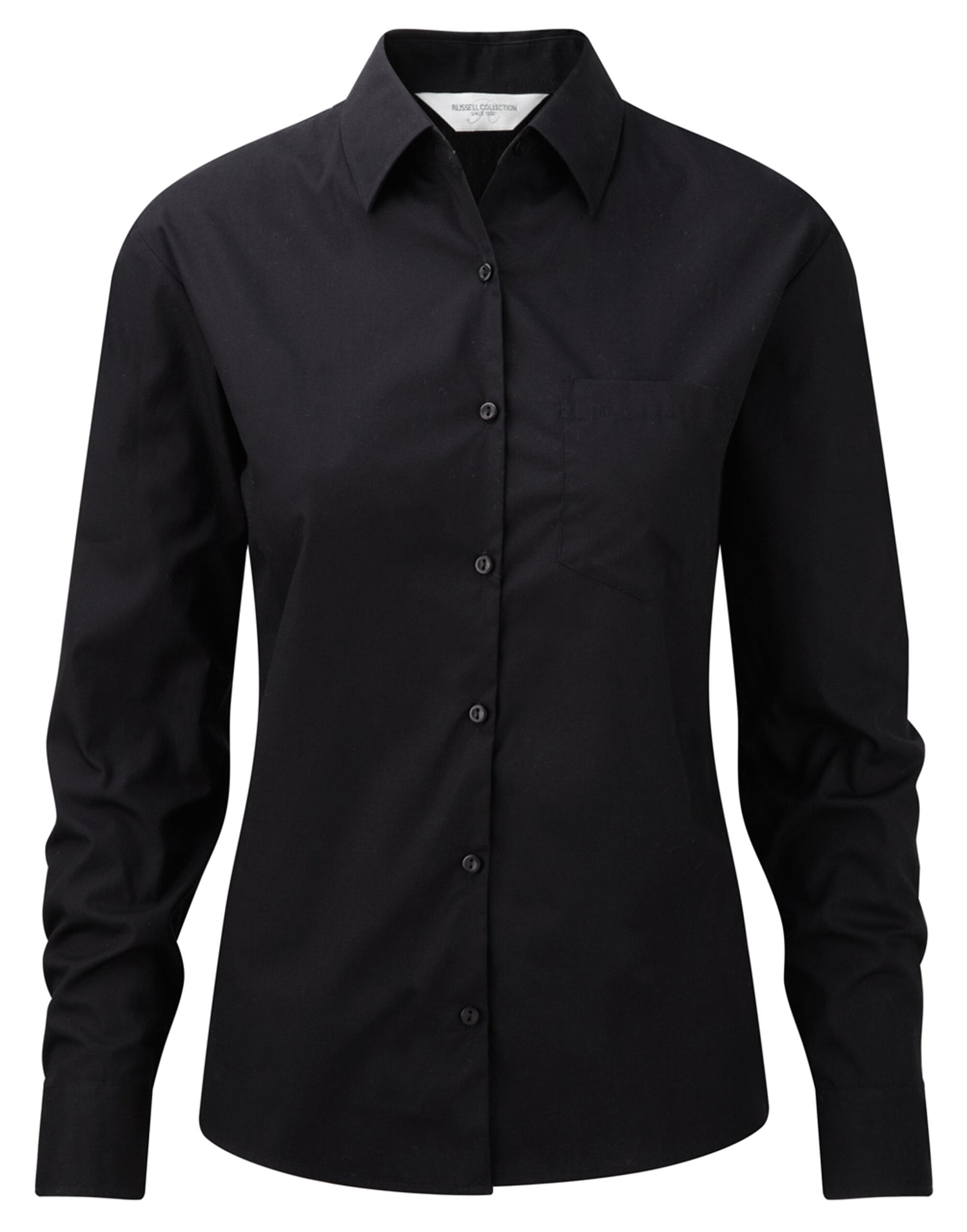 Russell Collection Lady LS PureCot Shirt 936F - Black - Customisable Shirts