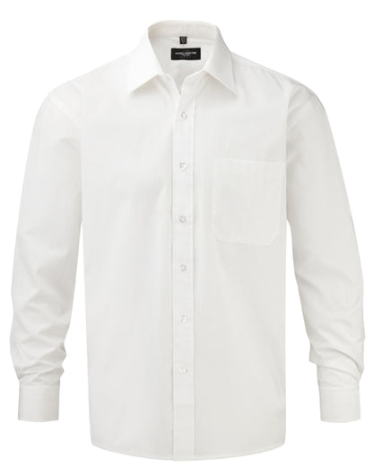 Russell Collection Mens LS PureCot Shirt 936M - White - Customisable Shirts