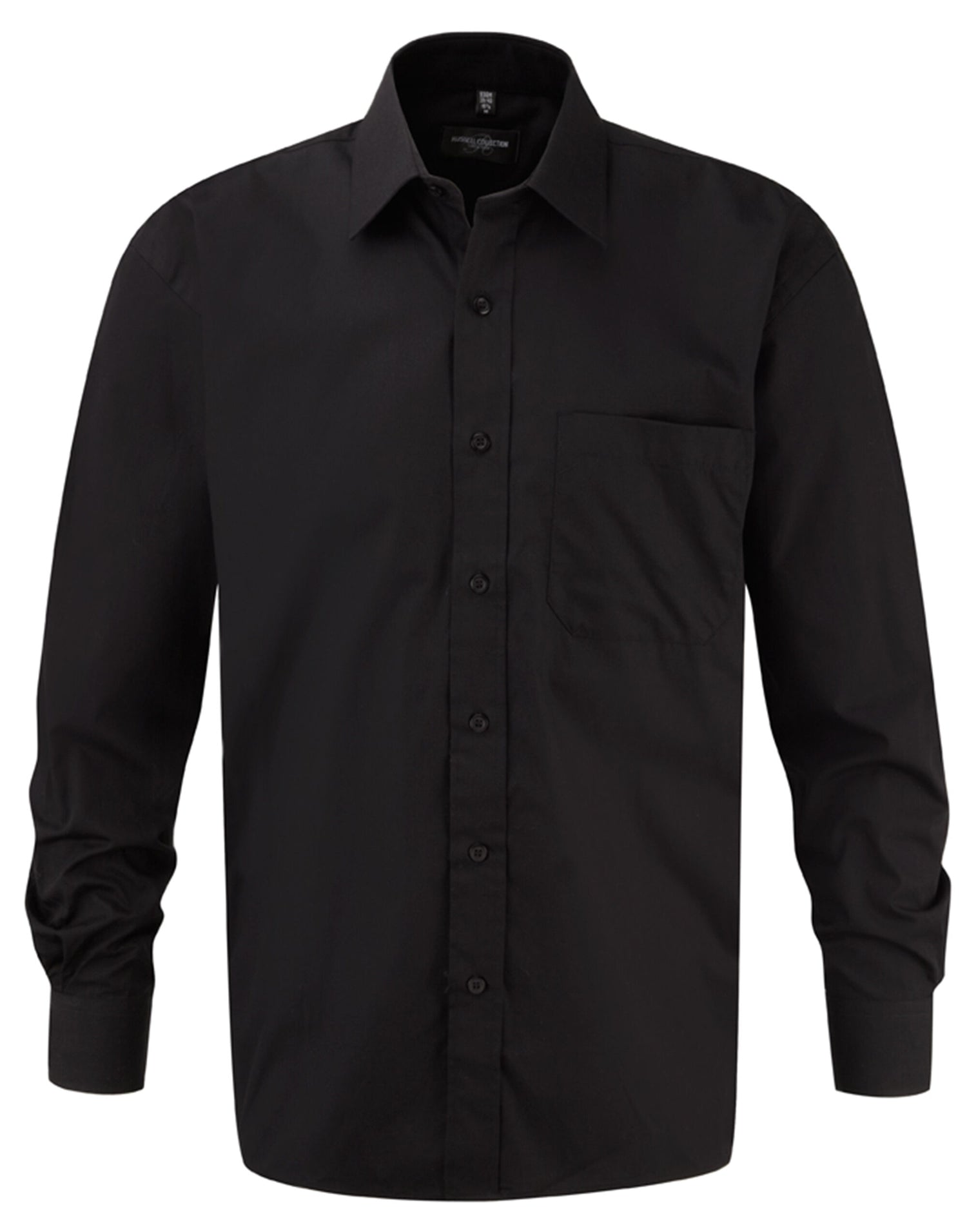 Russell Collection Mens LS PureCot Shirt 936M - Black - Customisable Shirts