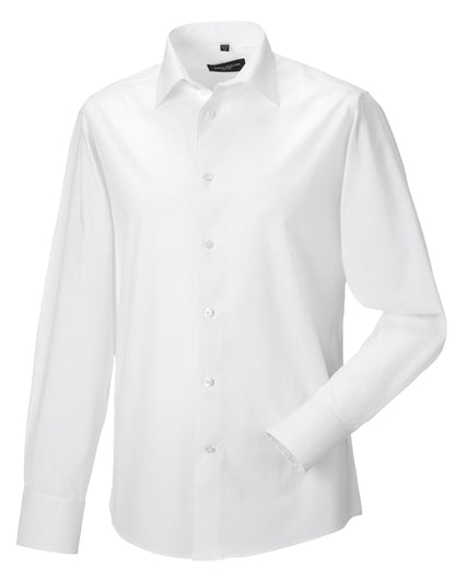 Russell Collection Mens LS Stretch Shirt 946M - White - Customisable Shirts