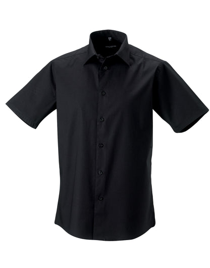 Russell Collection Mens SS Stretch Shirt 947M - Black - Customisable Shirts