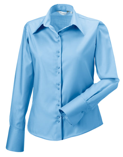 Russell Collection Lady LS NonIron Shirt 956F - Bright Sky - Customisable Shirts