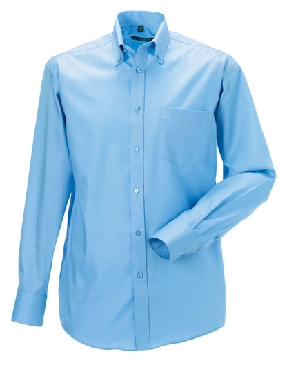 Russell Collection Mens LS NonIron Shirt 956M - Bright Sky - Customisable Shirts
