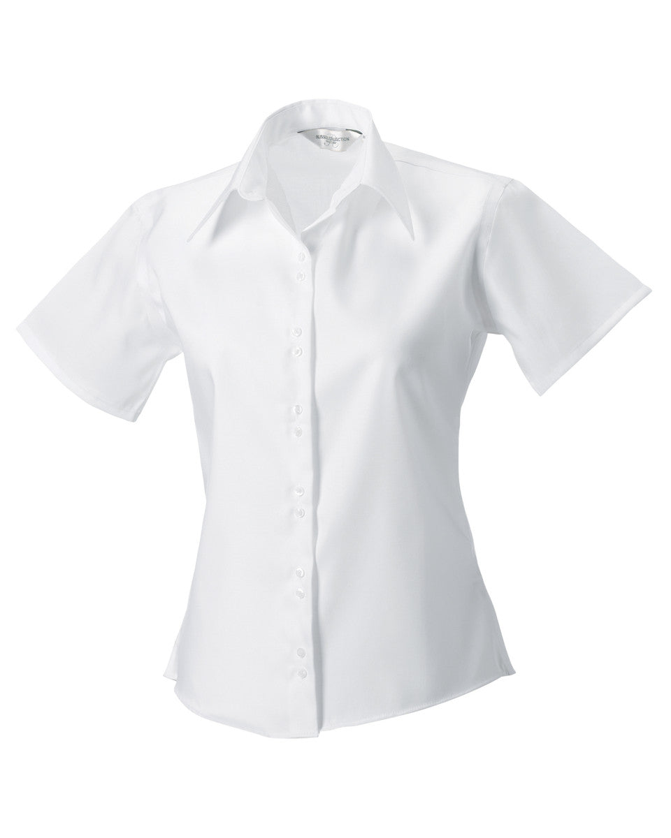 Russell Collection Lady SS NonIron Shirt 957F - White - Customisable Shirts