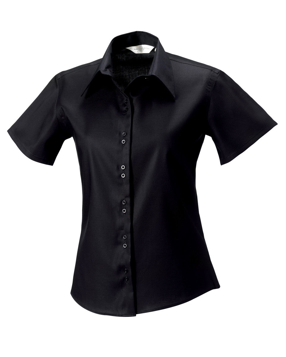 Russell Collection Lady SS NonIron Shirt 957F - Black - Customisable Shirts