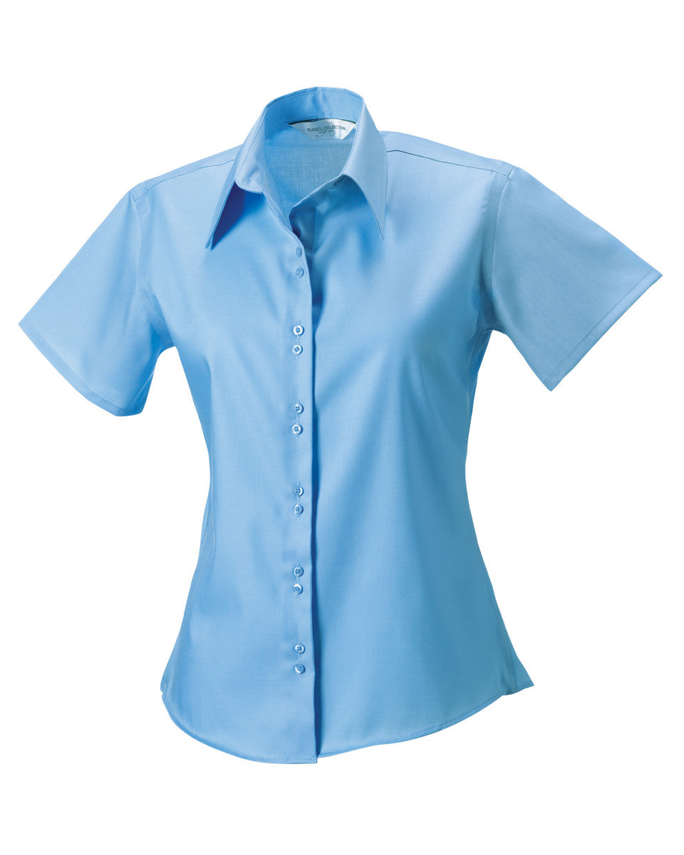 Russell Collection Lady SS NonIron Shirt 957F - Bright Sky - Customisable Shirts