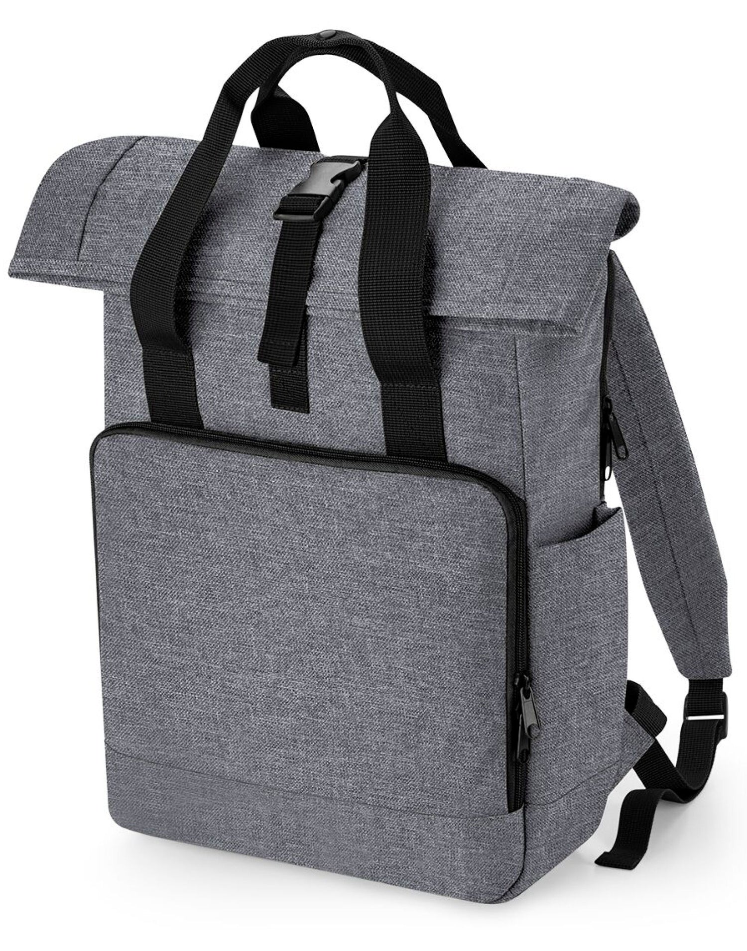 Bagbase Recycled Roll Top Backpack BG118L - Grey Marl O S - Customisable Bags