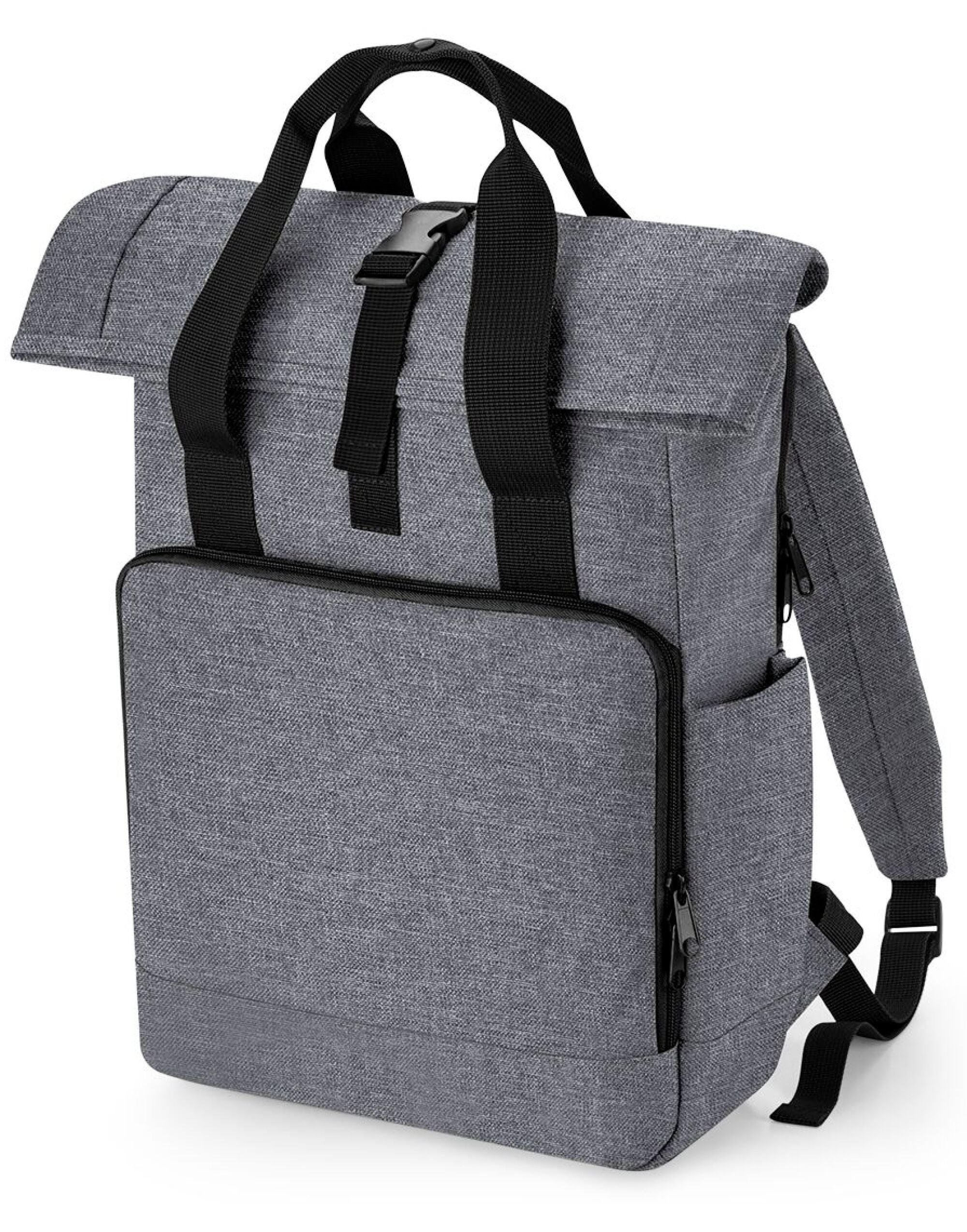 Bagbase Recycled Roll Top Backpack BG118L - Grey Marl O S - Customisable Bags