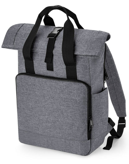 Bagbase Recycled Roll Top Backpack BG118L - Grey Marl O S - Customisable Bags