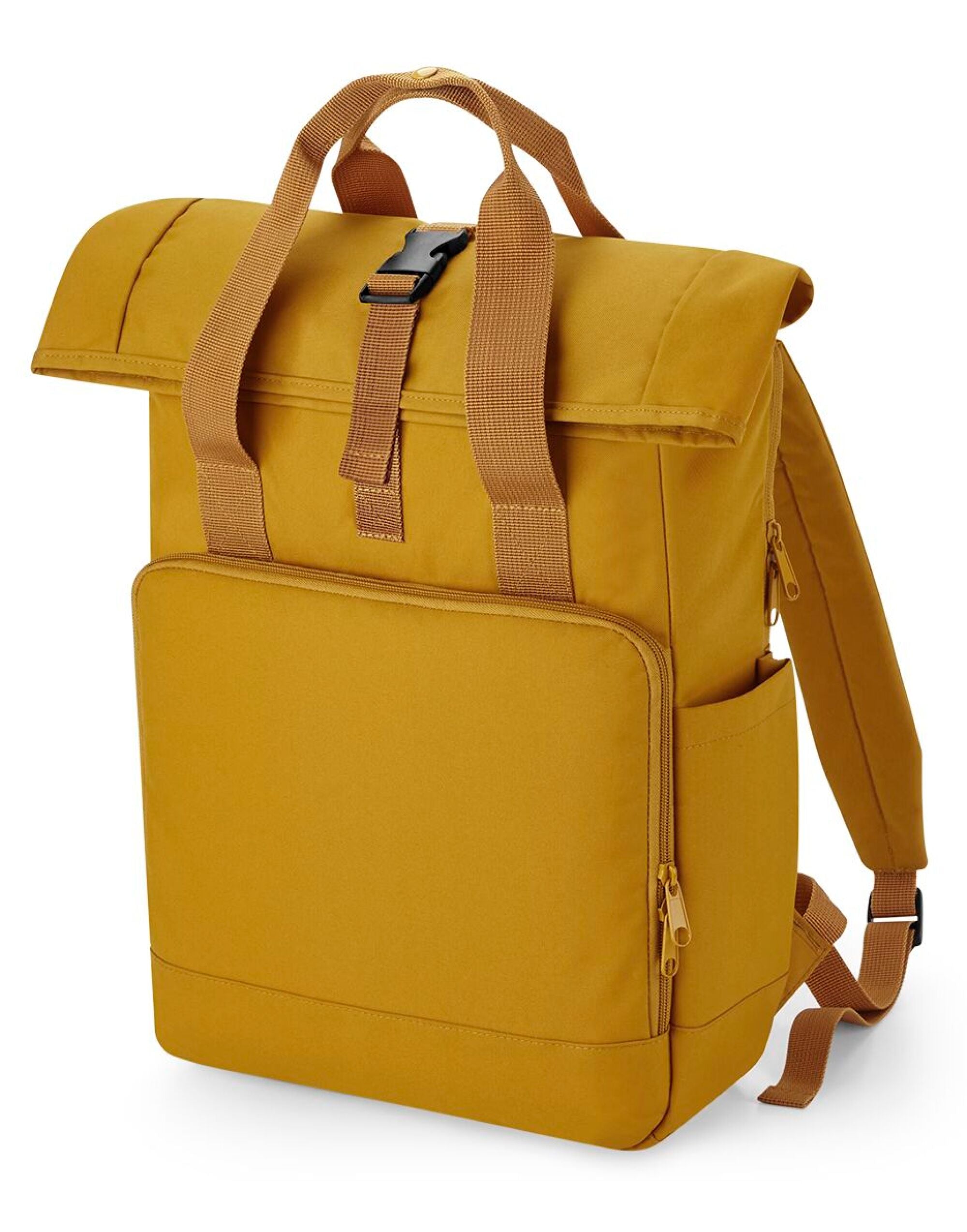 Bagbase Recycled Roll Top Backpack BG118L - Mustard O S - Customisable Bags