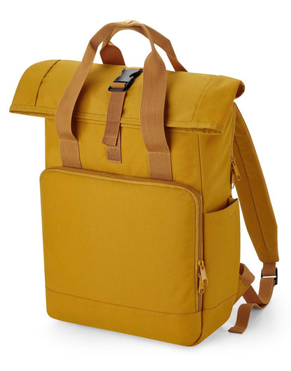 Bagbase Recycled Roll Top Backpack BG118L - Mustard O S - Customisable Bags