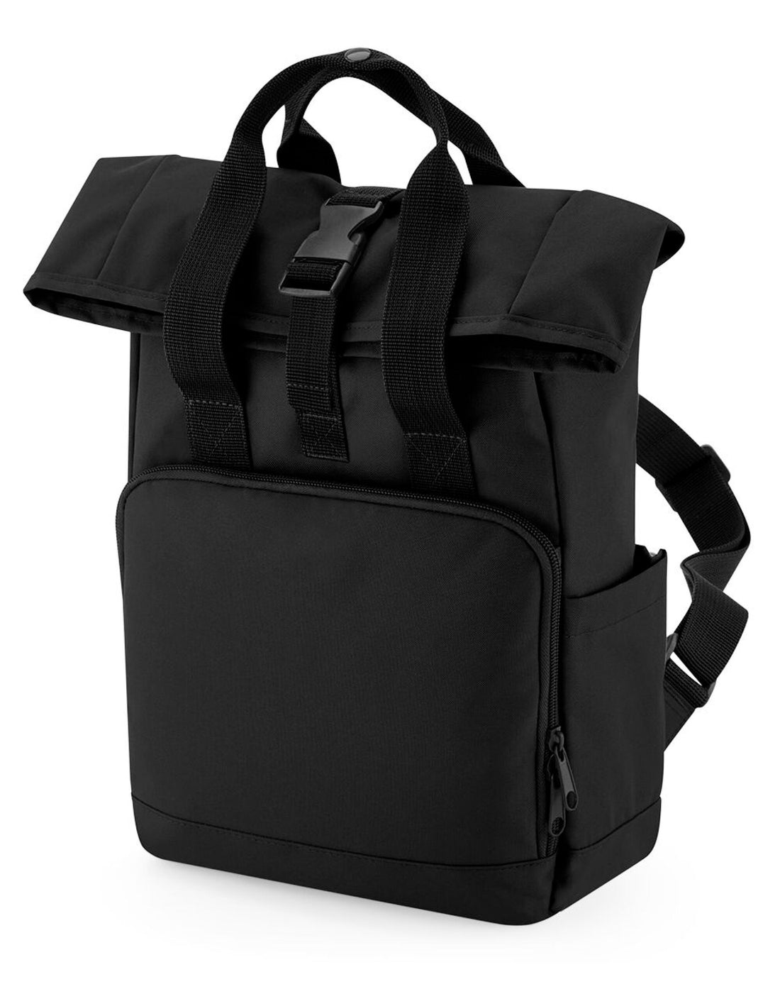 Bagbase Mini Recycled Roll Top Backpack BG118S - Black O S - Customisable Bags