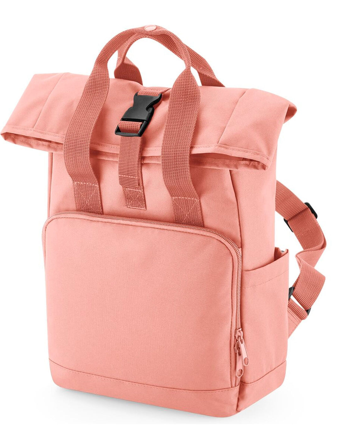 Bagbase Mini Recycled Roll Top Backpack BG118S - Blush Pink O S - Customisable Bags