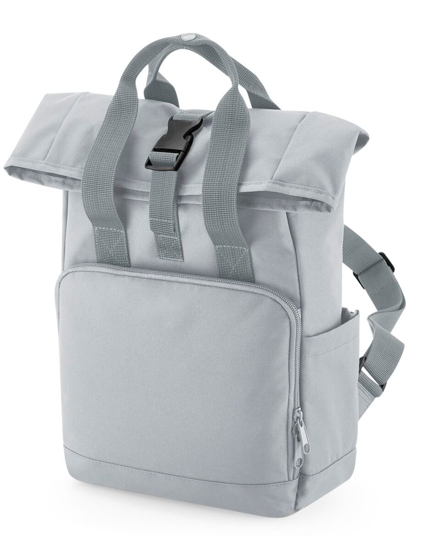 Bagbase Mini Recycled Roll Top Backpack BG118S - Light Grey O S - Customisable Bags