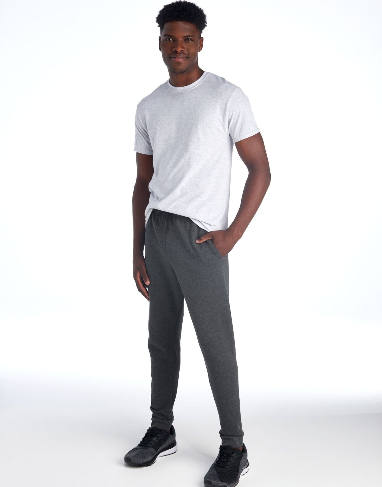 Jerzees NuBlend Pocketed Jog Sweatpants 0s975m0 - Black Heather - Customisable Joggers