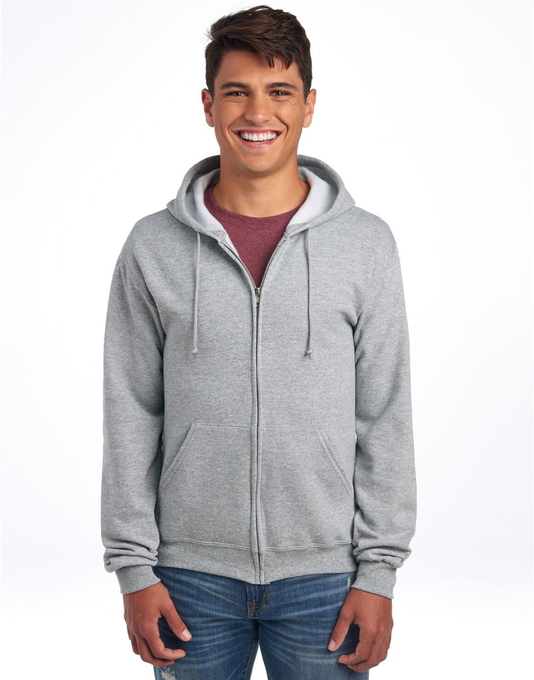 Jerzees NuBlend Full Zip Hooded Sweat 0S993M0 - Athletic Heather - Customisable Sweatshirts
