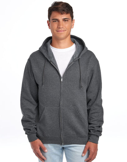 Jerzees NuBlend Full Zip Hooded Sweat 0S993M0 - Black Heather - Customisable Sweatshirts