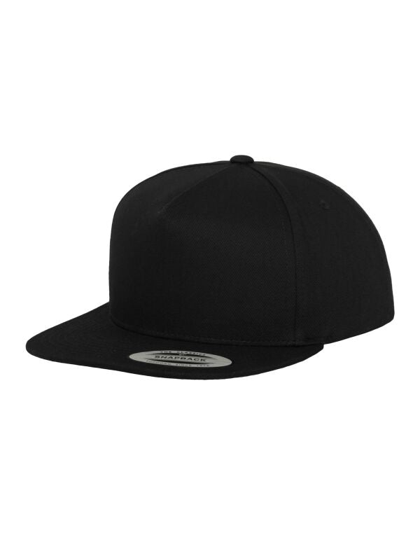 Flexfit Classic 5 Panel Snapback 6007 - Black Black O S - Customisable