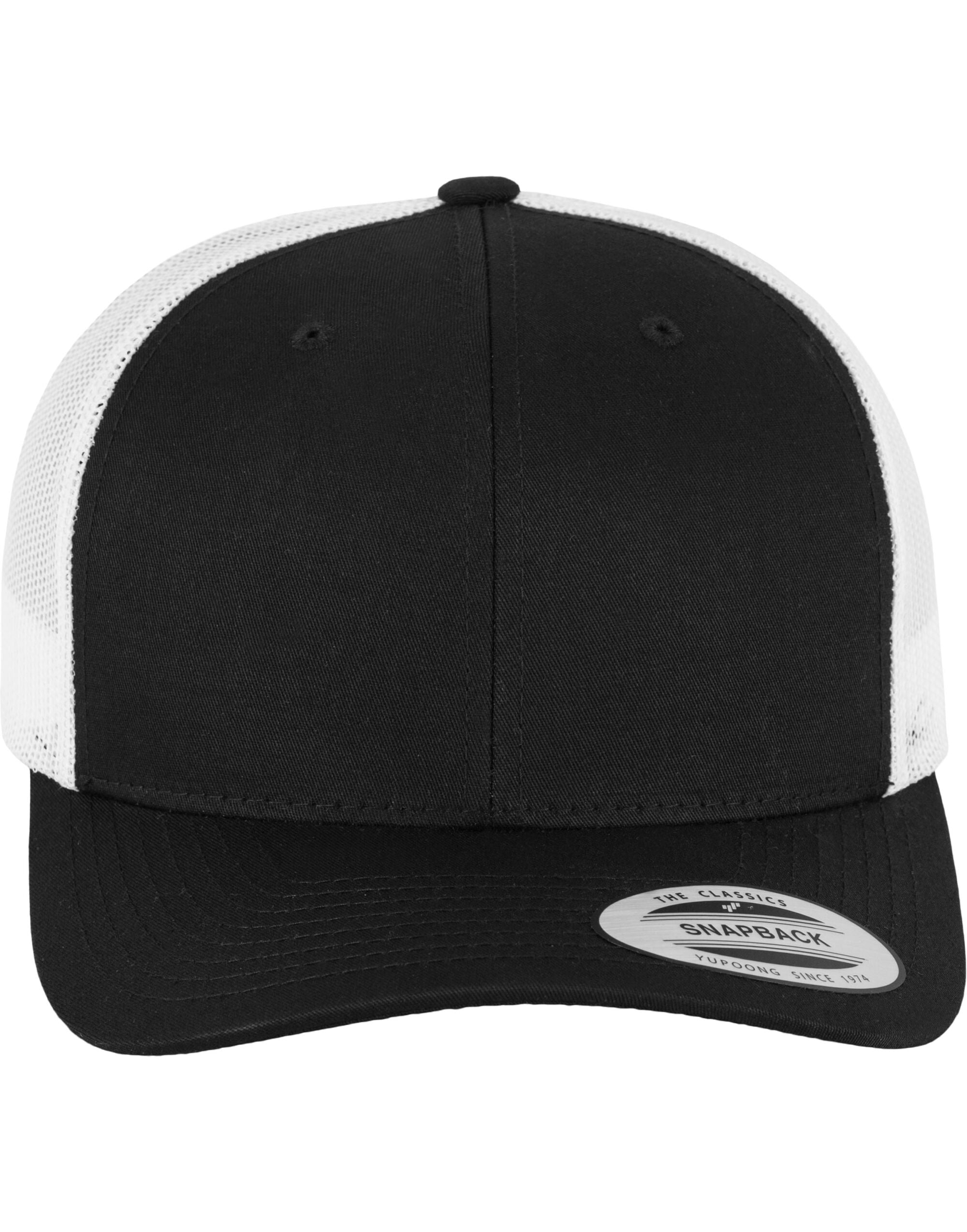 Flexfit By Yupoong Flexfit Retro Trucker Two Tone Cap 6606t - Black White O S - Customisable Caps