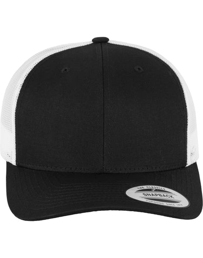Flexfit By Yupoong Flexfit Retro Trucker Two Tone Cap 6606t - Black White O S - Customisable Caps