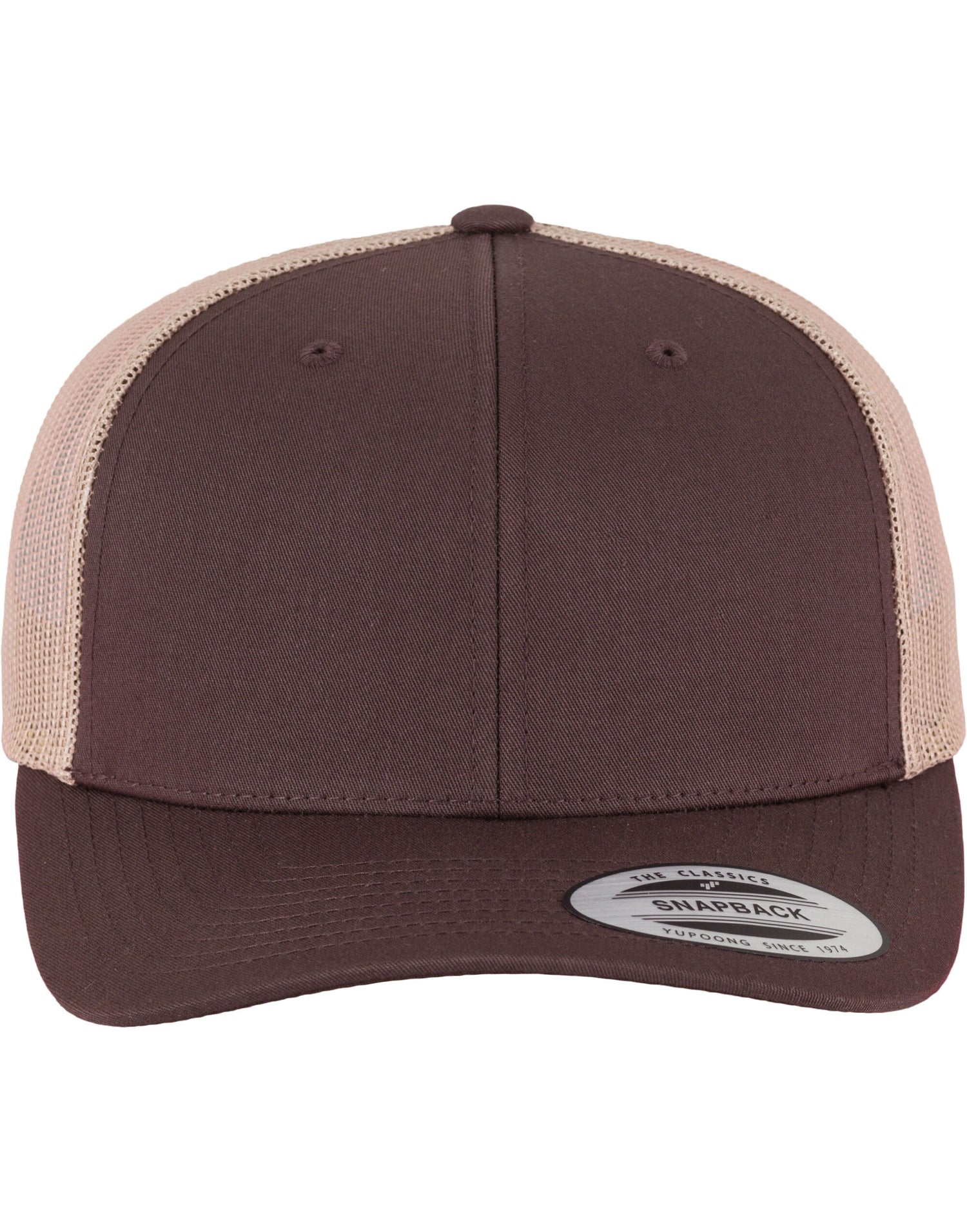 Flexfit By Yupoong Flexfit Retro Trucker Two Tone Cap 6606t - Brown Khaki O S - Customisable Caps