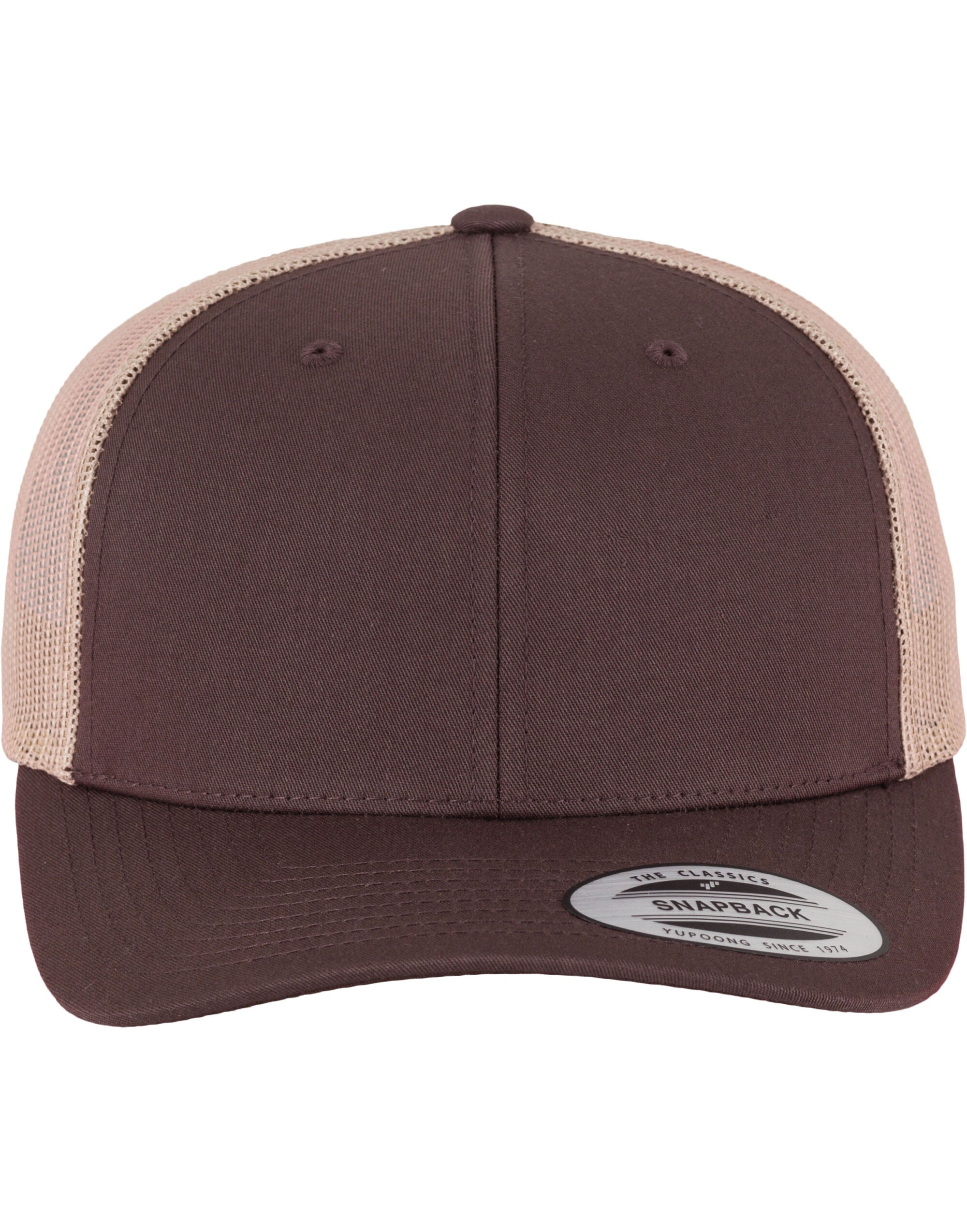 Flexfit By Yupoong Flexfit Retro Trucker Two Tone Cap 6606t - Brown Khaki O S - Customisable Caps