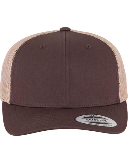 Flexfit By Yupoong Flexfit Retro Trucker Two Tone Cap 6606t - Brown Khaki O S - Customisable Caps