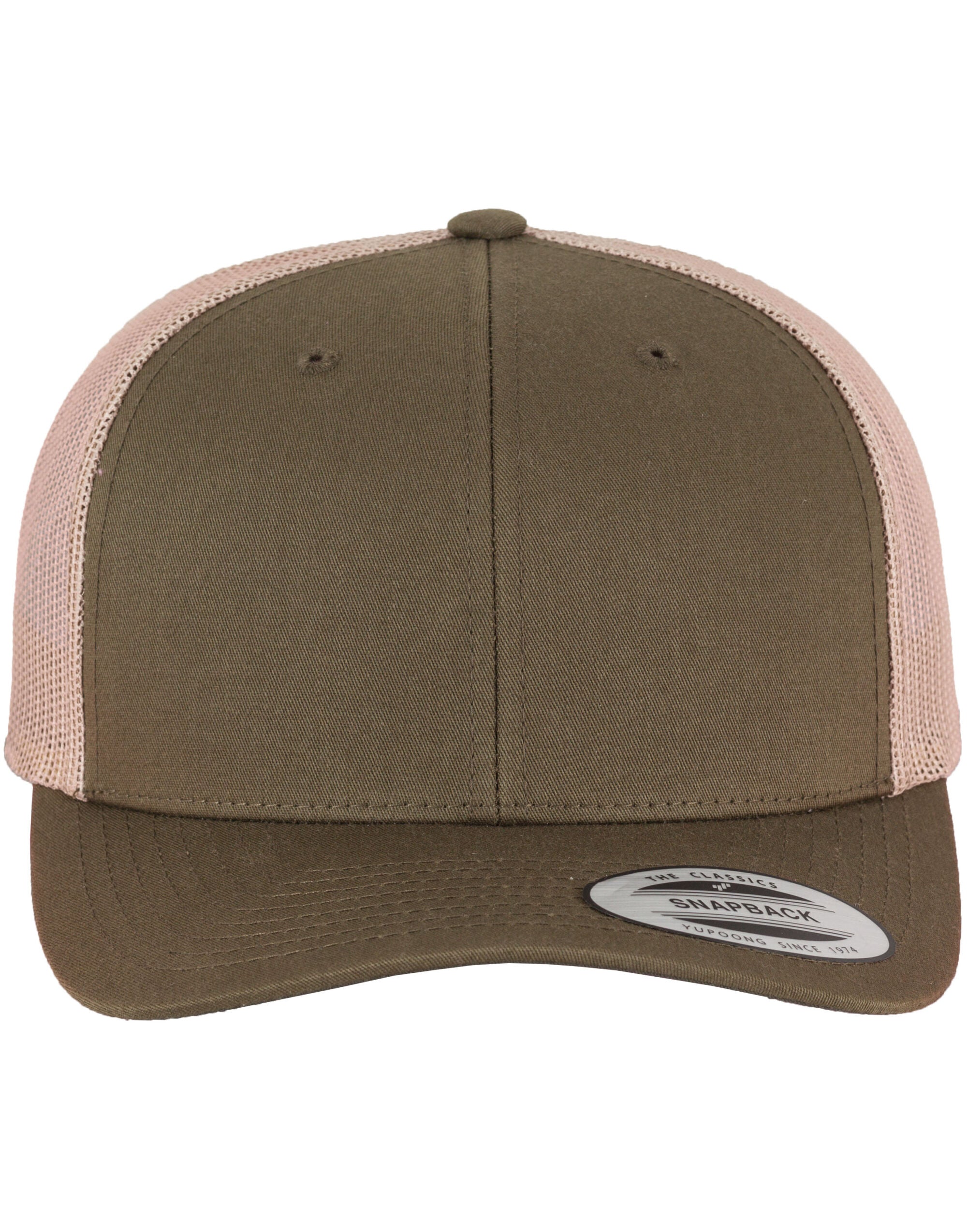 Flexfit By Yupoong Flexfit Retro Trucker Two Tone Cap 6606t - Moss Green Khaki O S - Customisable Caps