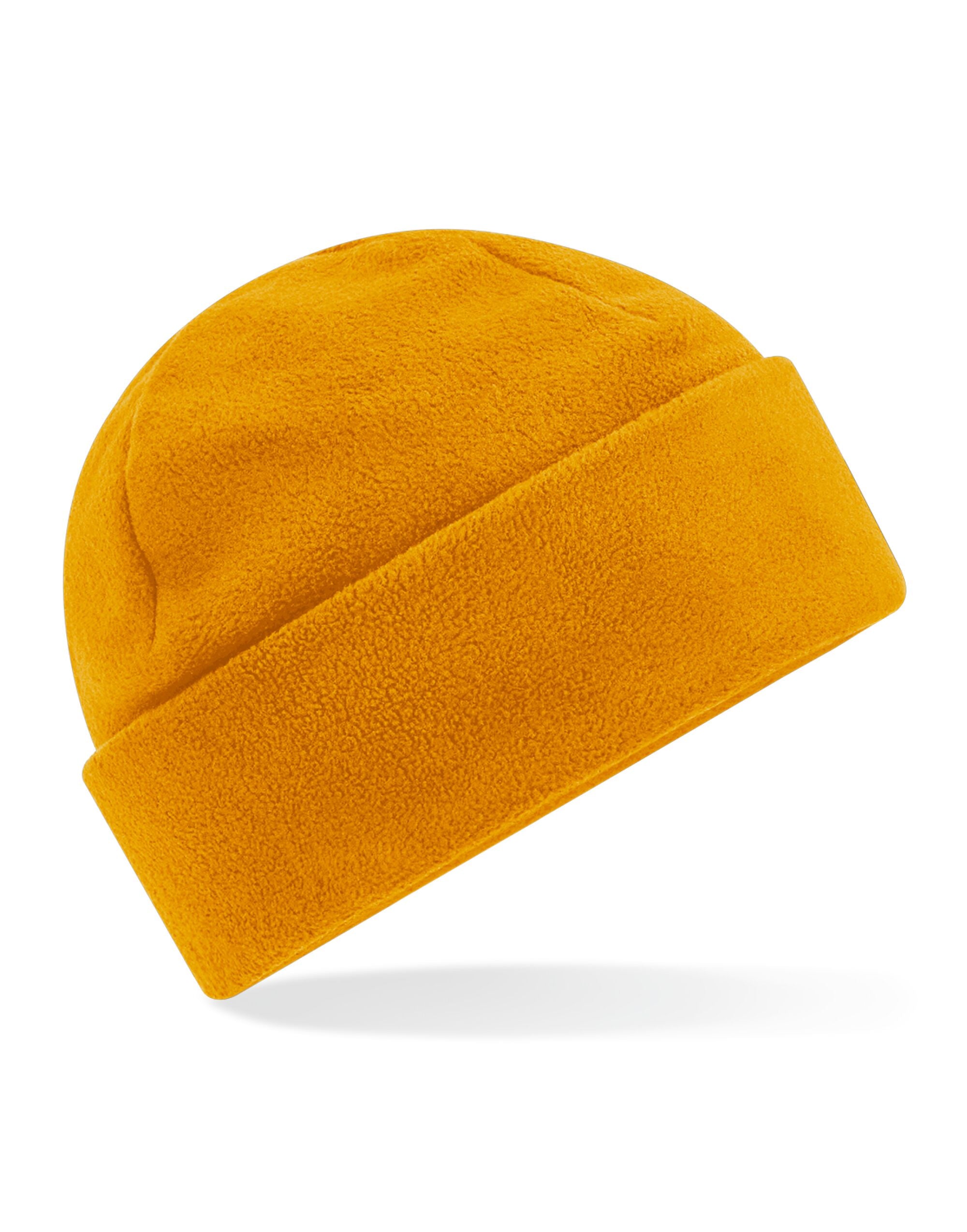 Beechfield Recycled Fleece Cuff Beanie B243R - Mustard O S - Customisable Beanies