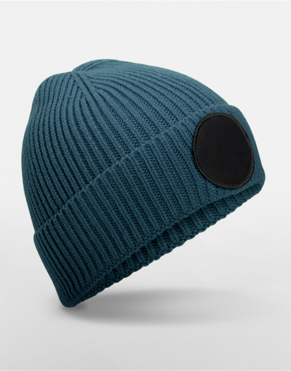 Beechfield Circular Fashion Patch Beanie B332R - Airforce Blue black O S - Customisable Beanies