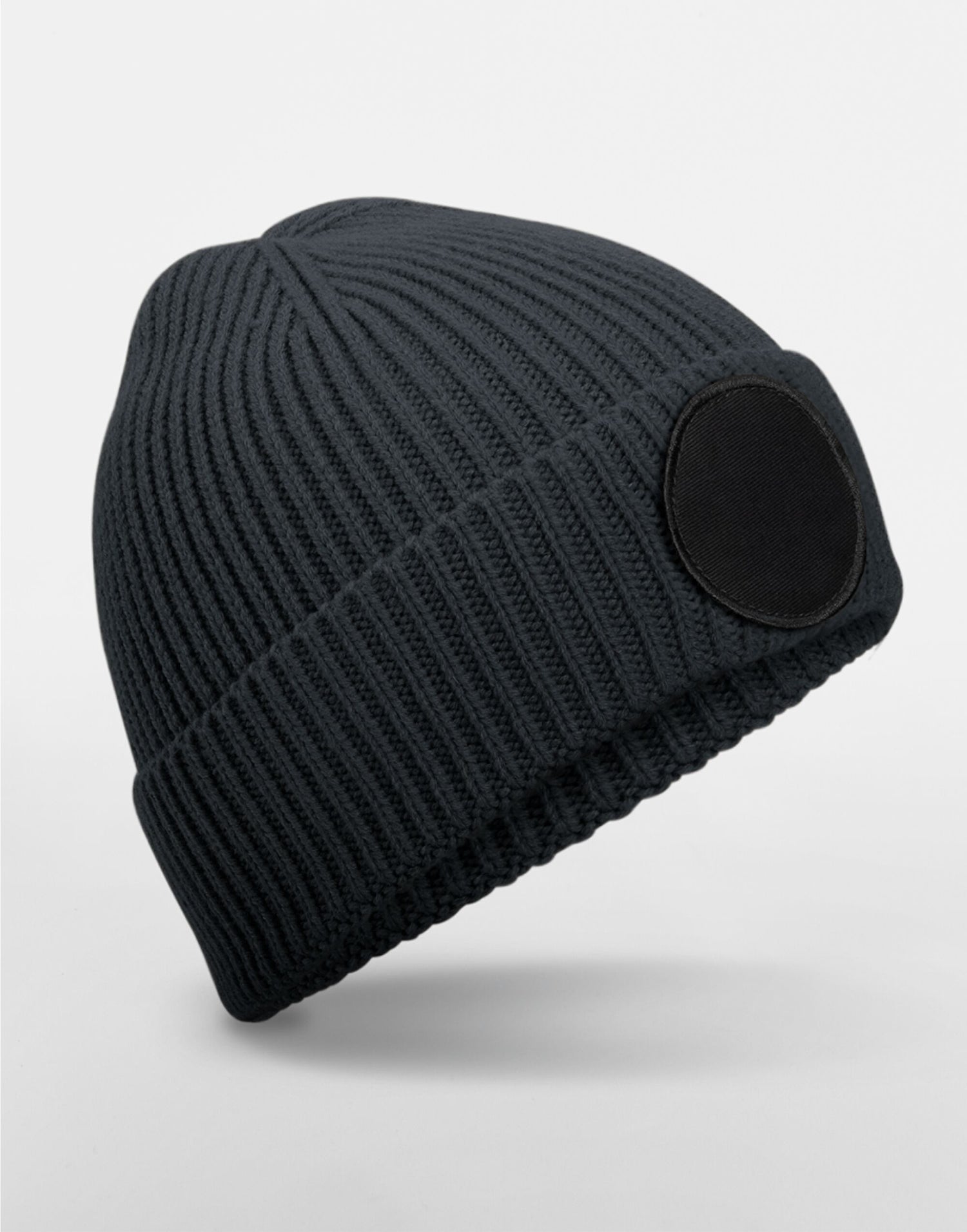 Beechfield Circular Fashion Patch Beanie B332R - Graphite Grey Black O S - Customisable Beanies