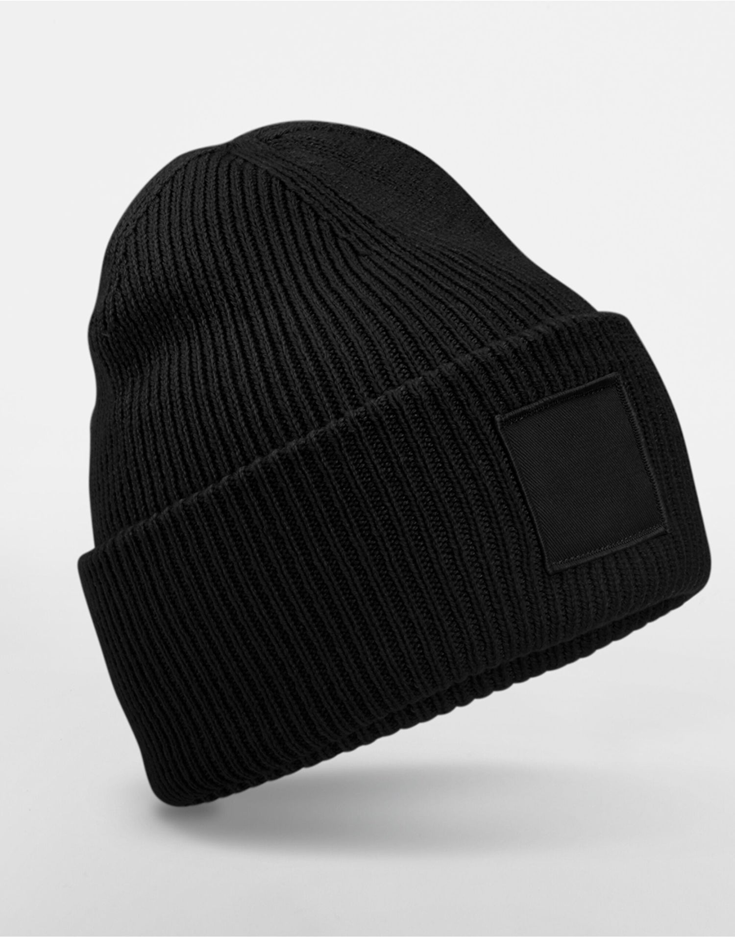 Beechfield Deep Cuff Tonal Patch Beanie B336R - Black O S - Customisable Beanies