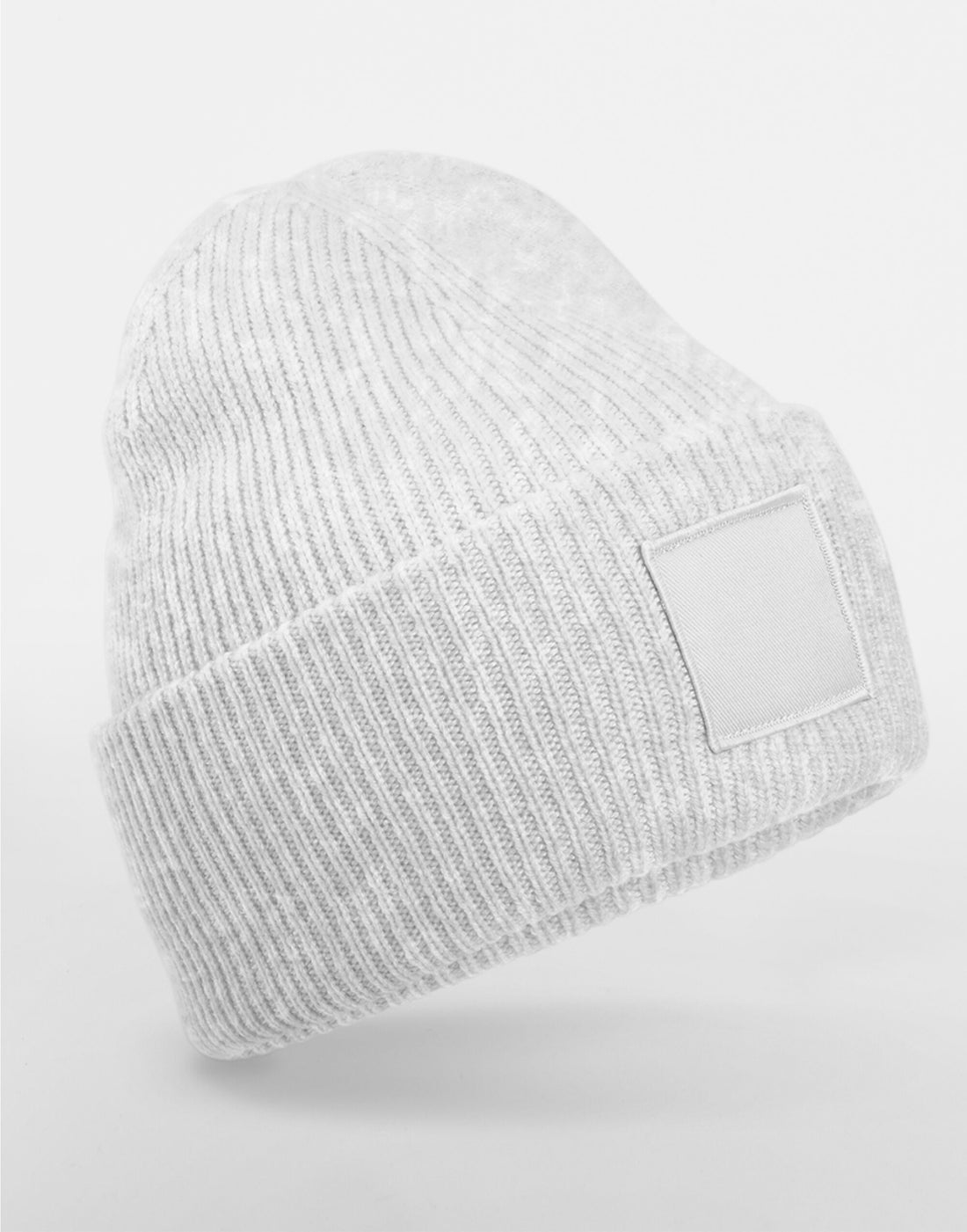 Beechfield Deep Cuff Tonal Patch Beanie B336R - Cloudy Grey O S - Customisable Beanies