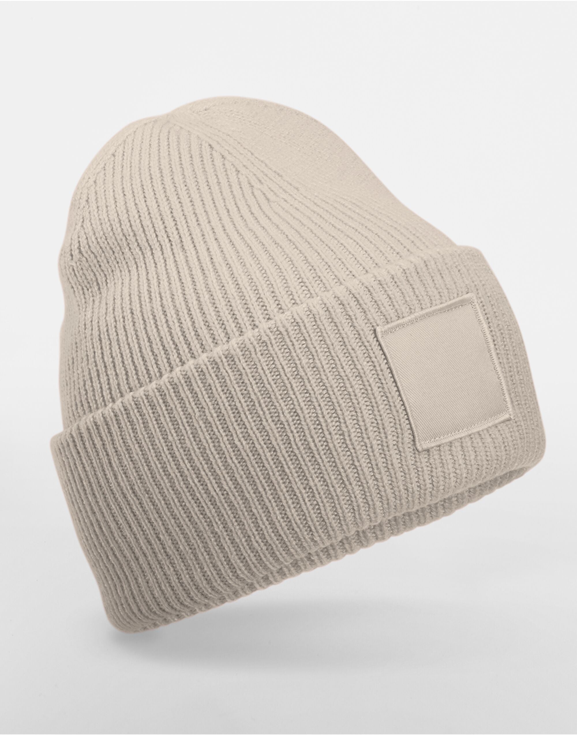 Beechfield Deep Cuff Tonal Patch Beanie B336R - Natural Stone O S - Customisable Beanies
